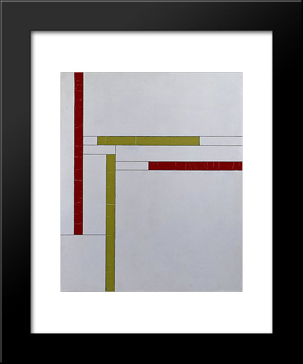 Fonction De Lignes, Rouge, Vert 20x24 Black Modern Wood Framed Art Print Poster by Vantongerloo, Georges