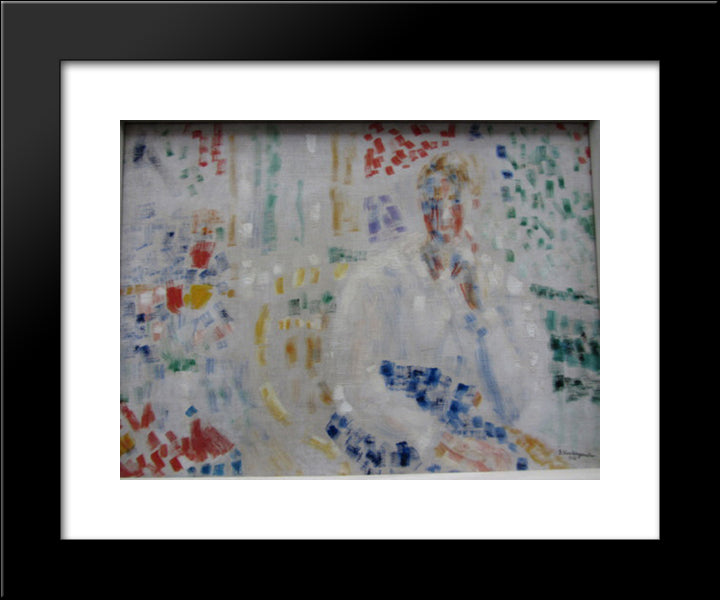 Interior With Woman 20x24 Black Modern Wood Framed Art Print Poster by Vantongerloo, Georges