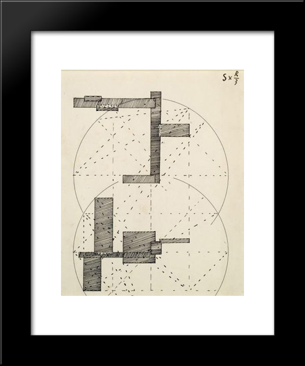 S X R3 (Construction Pour Une Sculpture) 20x24 Black Modern Wood Framed Art Print Poster by Vantongerloo, Georges