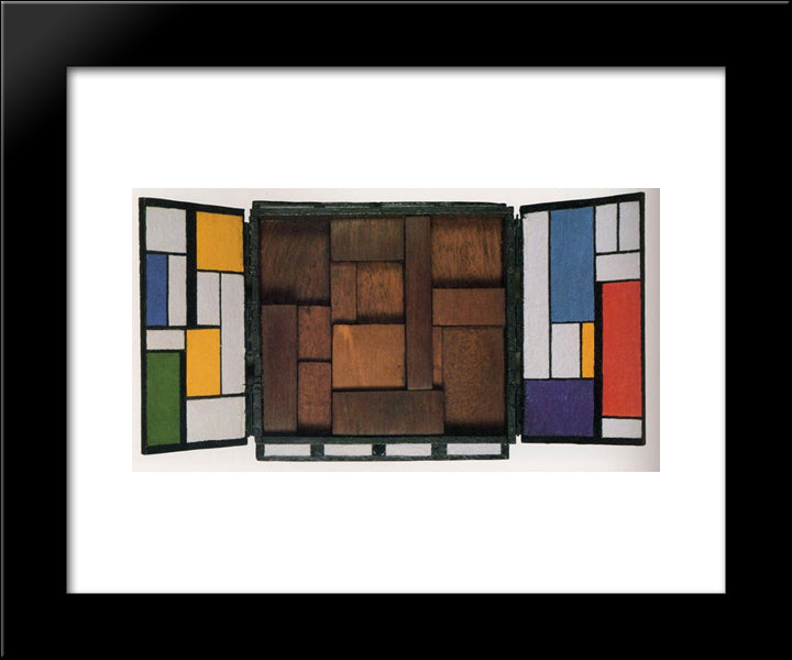 Triptychon 20x24 Black Modern Wood Framed Art Print Poster by Vantongerloo, Georges