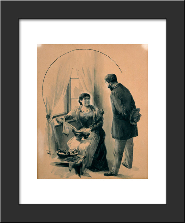 Drawing For The Short Story The Ugly Sister By D. Vikelas 20x24 Black Modern Wood Framed Art Print Poster by Jakobides, Georgios
