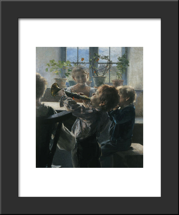 Fragment From The Children'S Concert 20x24 Black Modern Wood Framed Art Print Poster by Jakobides, Georgios