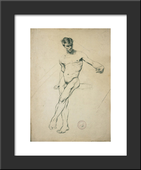Study Of A Nude Youth 20x24 Black Modern Wood Framed Art Print Poster by Jakobides, Georgios