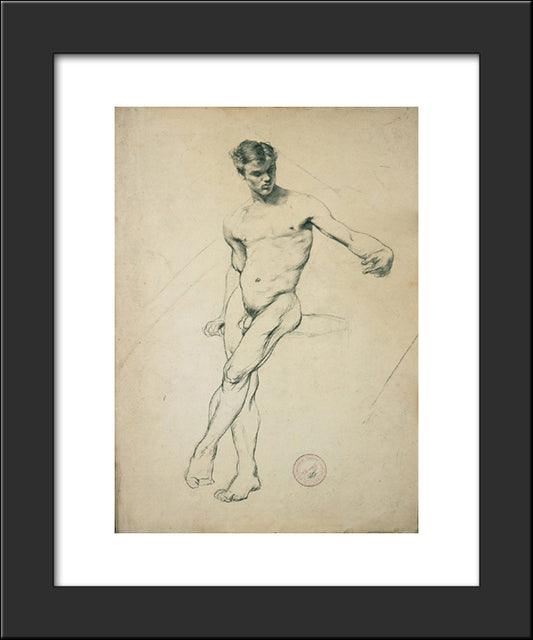 Study Of A Nude Youth 20x24 Black Modern Wood Framed Art Print Poster by Jakobides, Georgios