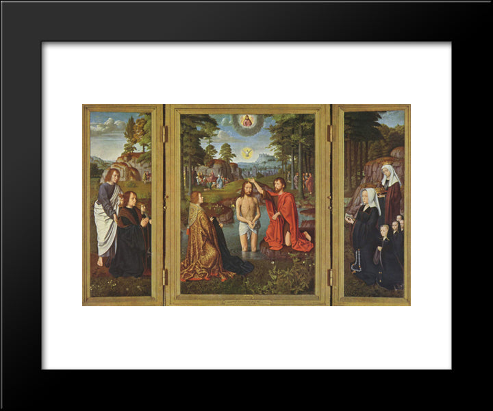 Triptych Of Jan Des Trompes 20x24 Black Modern Wood Framed Art Print Poster by David, Gerard