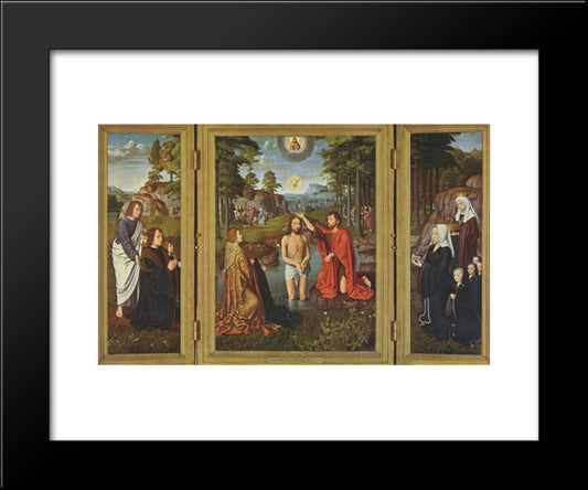 Triptych Of Jan Des Trompes 20x24 Black Modern Wood Framed Art Print Poster by David, Gerard
