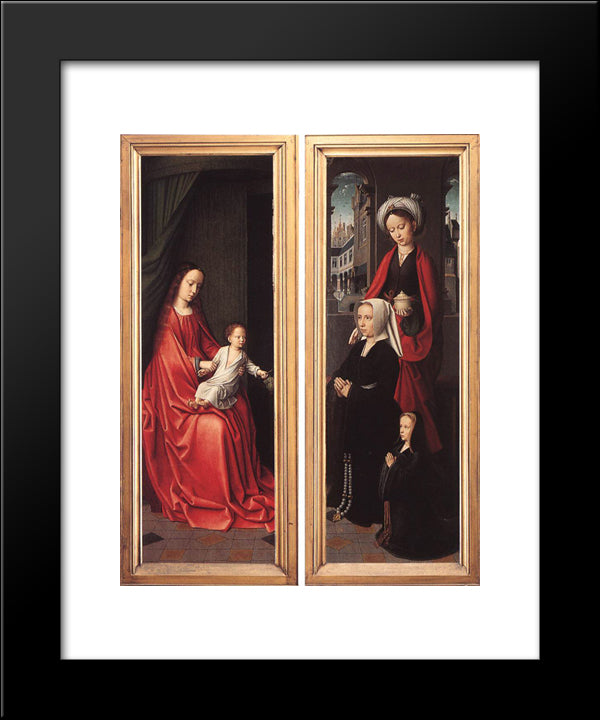 Triptych Of Jan Des Trompes (Rear Of The Wings) 20x24 Black Modern Wood Framed Art Print Poster by David, Gerard