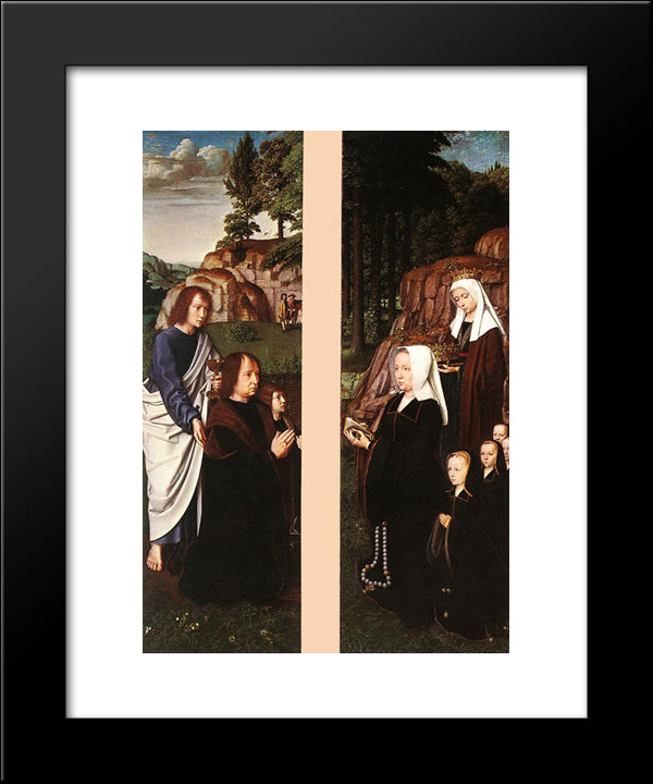 Triptych Of Jean Des Trompes (Side Panels) 20x24 Black Modern Wood Framed Art Print Poster by David, Gerard