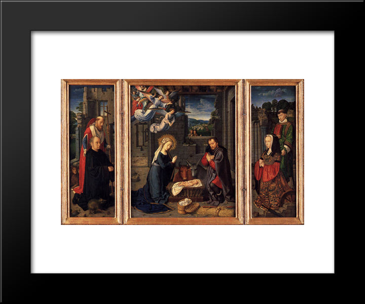 Triptych With The Nativity 20x24 Black Modern Wood Framed Art Print Poster by David, Gerard