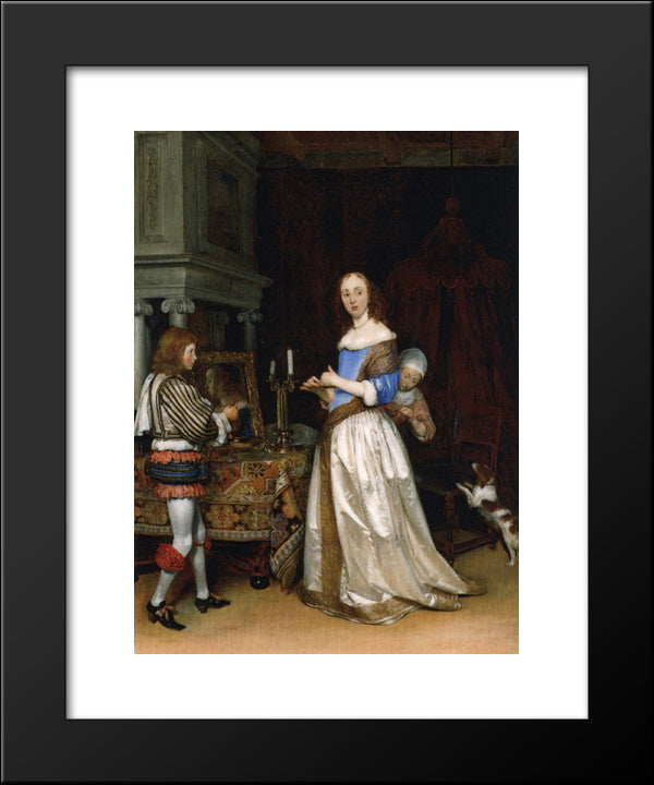 Lady At Her Toilette 20x24 Black Modern Wood Framed Art Print Poster by Terborch, Gerard