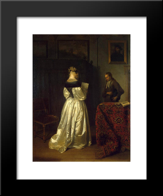 Messenger 20x24 Black Modern Wood Framed Art Print Poster by Terborch, Gerard