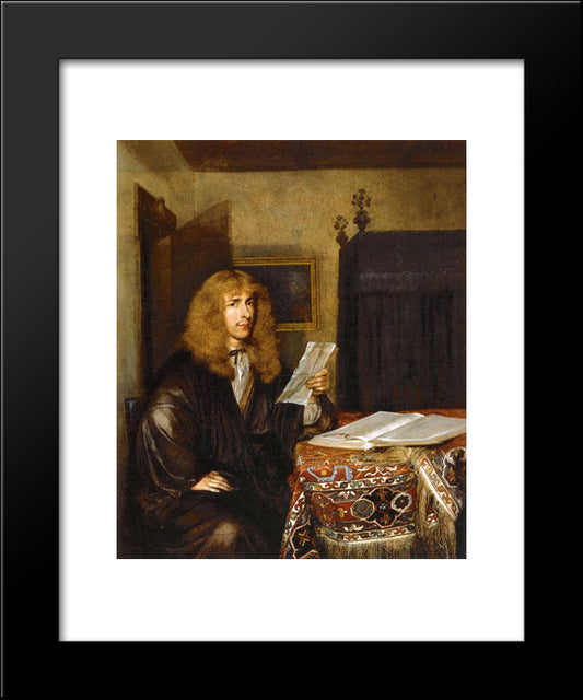 Portrait Of A Man Reading 20x24 Black Modern Wood Framed Art Print Poster by Terborch, Gerard