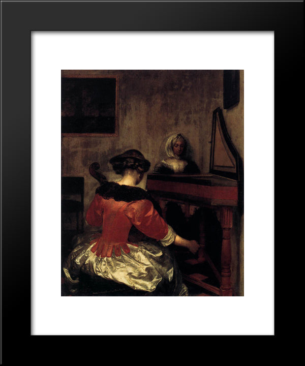 The Concert 20x24 Black Modern Wood Framed Art Print Poster by Terborch, Gerard