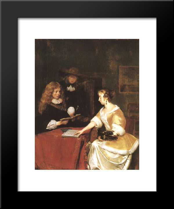 The Music Party 20x24 Black Modern Wood Framed Art Print Poster by Terborch, Gerard
