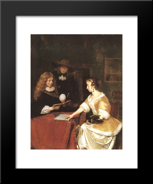 The Music Party 20x24 Black Modern Wood Framed Art Print Poster by Terborch, Gerard