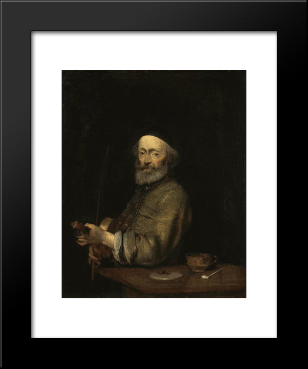 The Violinist 20x24 Black Modern Wood Framed Art Print Poster by Terborch, Gerard