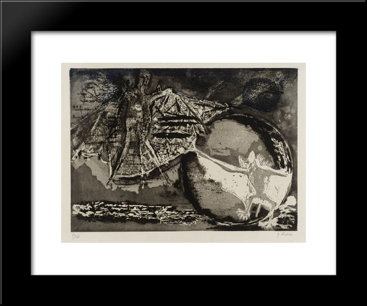 Bat 20x24 Black Modern Wood Framed Art Print Poster by Richier, Germaine