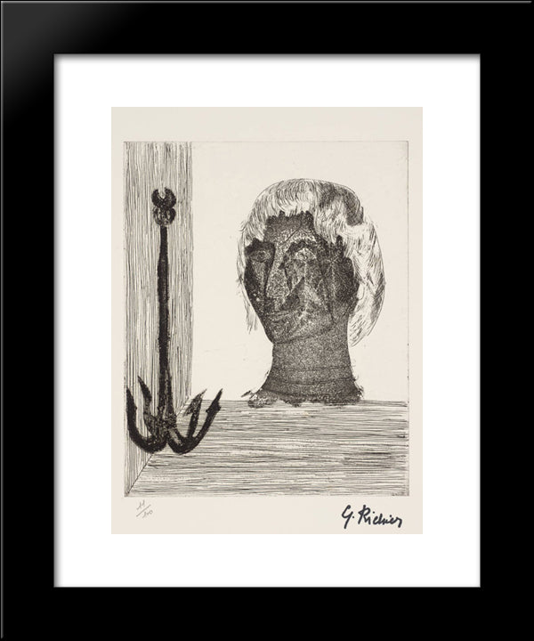 Self - Portrait 20x24 Black Modern Wood Framed Art Print Poster by Richier, Germaine