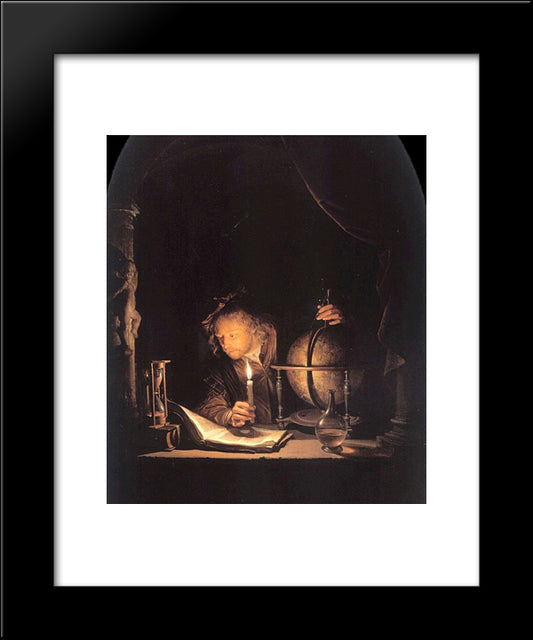 Astronomer By Candlelight 20x24 Black Modern Wood Framed Art Print Poster by Gerrit, Dou