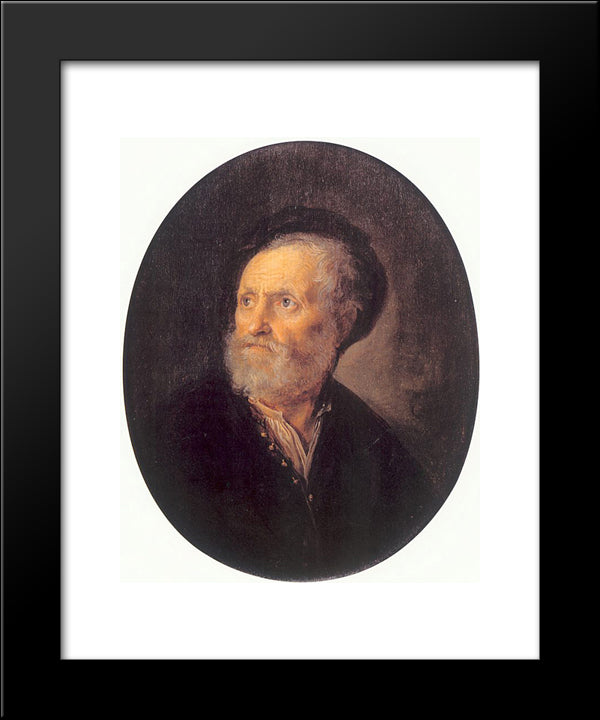 Bust Of A Man 20x24 Black Modern Wood Framed Art Print Poster by Gerrit, Dou