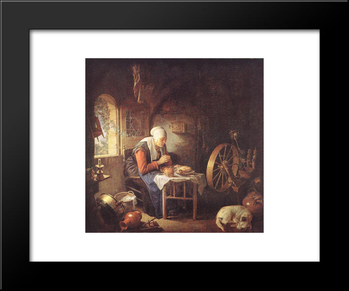 Grace Before Meat 20x24 Black Modern Wood Framed Art Print Poster by Gerrit, Dou