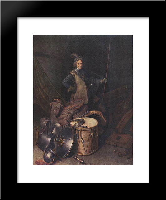 Officer Of The Marksman Society In Leiden 20x24 Black Modern Wood Framed Art Print Poster by Gerrit, Dou
