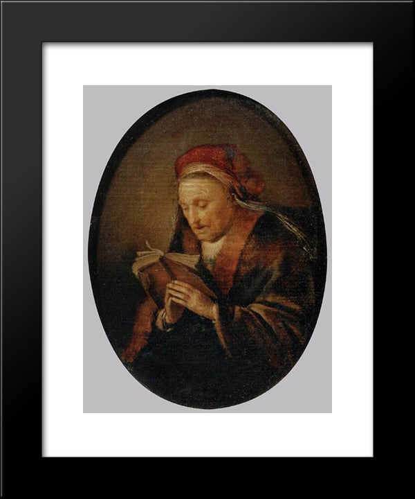 Old Woman Praying 20x24 Black Modern Wood Framed Art Print Poster by Gerrit, Dou
