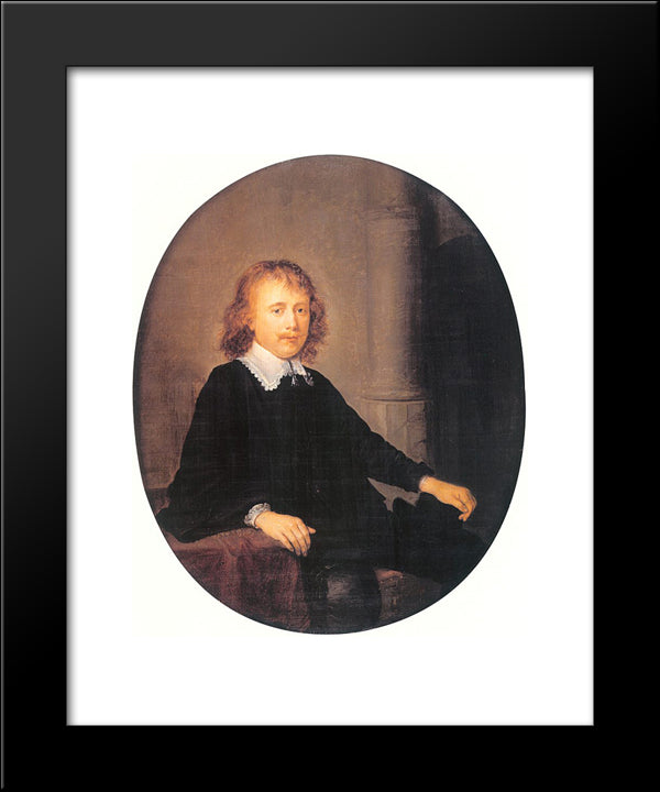 Portrait Of A Man 20x24 Black Modern Wood Framed Art Print Poster by Gerrit, Dou