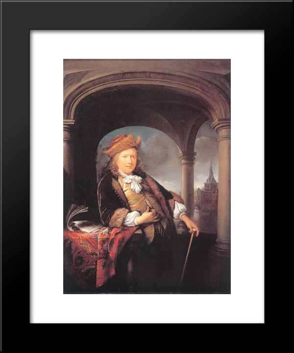 Self-Portrait 20x24 Black Modern Wood Framed Art Print Poster by Gerrit, Dou