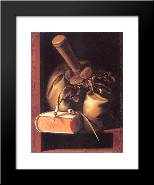 Still Life With Book And Purse 20x24 Black Modern Wood Framed Art Print Poster by Gerrit, Dou