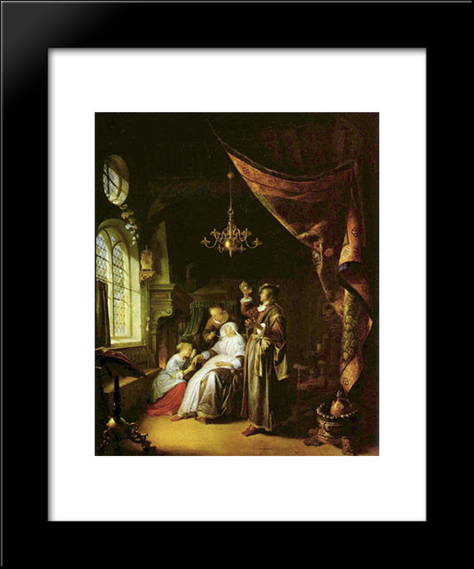 The Dropsical Woman 20x24 Black Modern Wood Framed Art Print Poster by Gerrit, Dou