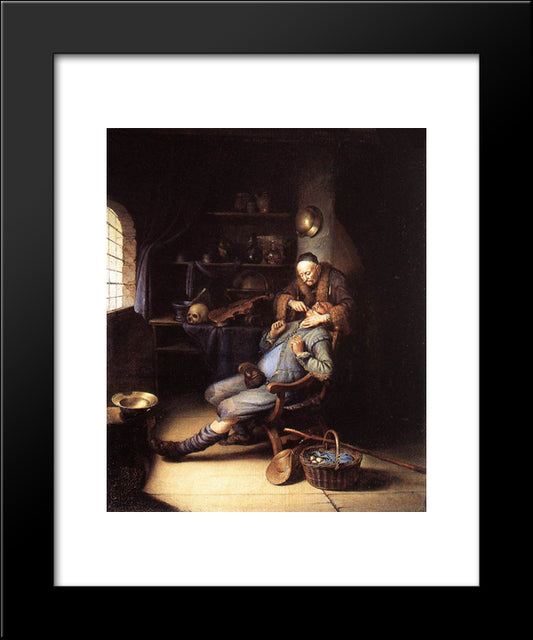 The Extraction Of Tooth 20x24 Black Modern Wood Framed Art Print Poster by Gerrit, Dou