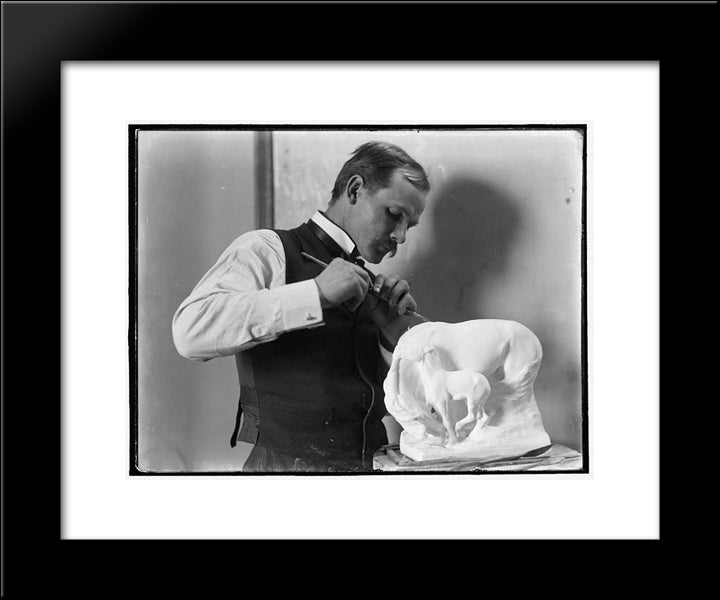 Solon Borglum 20x24 Black Modern Wood Framed Art Print Poster by Kasebier, Gertrude