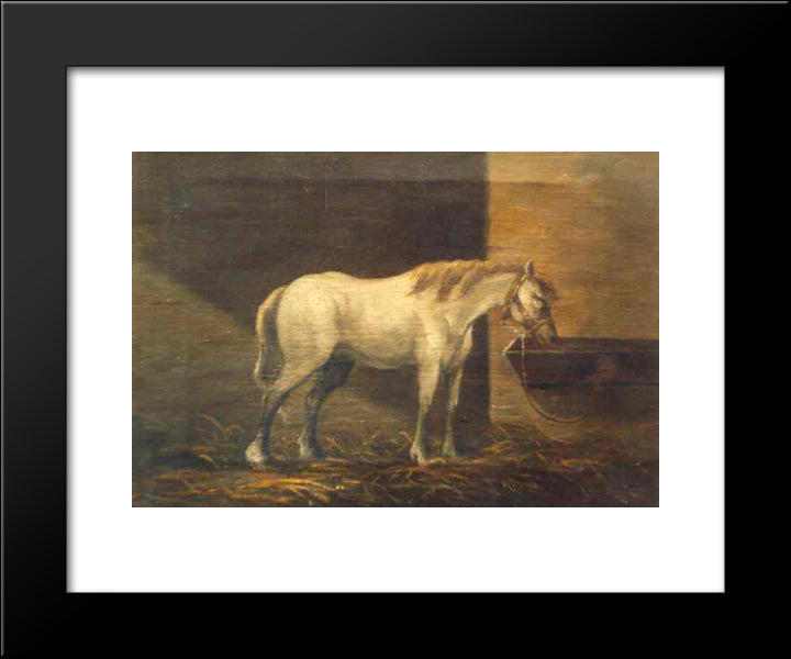 Horse In The Barn 20x24 Black Modern Wood Framed Art Print Poster by Tattarescu, Gheorghe