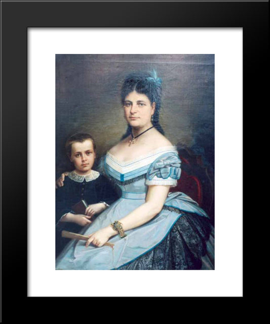 Painter'S Wife And His Son 20x24 Black Modern Wood Framed Art Print Poster by Tattarescu, Gheorghe