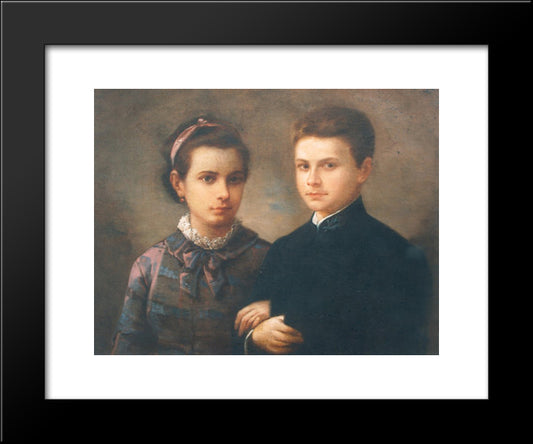 The Children Of The Painter 20x24 Black Modern Wood Framed Art Print Poster by Tattarescu, Gheorghe