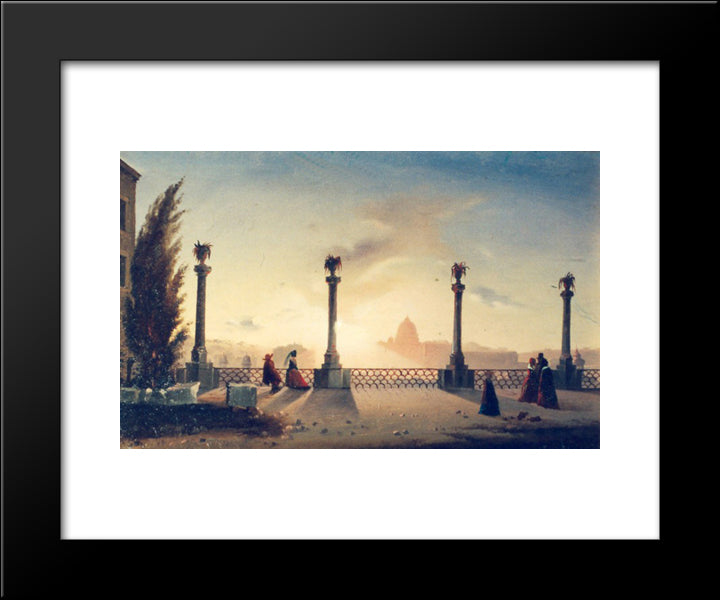 The Terrace On Monte Pincio 20x24 Black Modern Wood Framed Art Print Poster by Tattarescu, Gheorghe