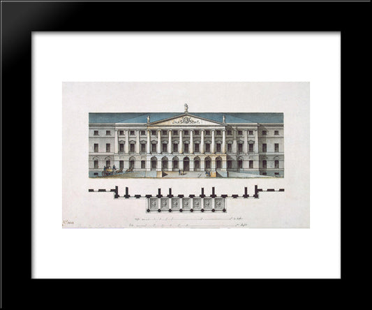 Design For The Smolny Institute In St Petersburg (Facade) 20x24 Black Modern Wood Framed Art Print Poster by Quarenghi, Giacomo