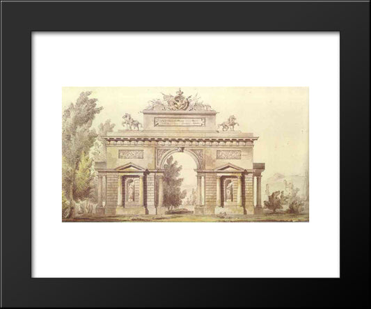 Design Of A Triumphal Arch 20x24 Black Modern Wood Framed Art Print Poster by Quarenghi, Giacomo