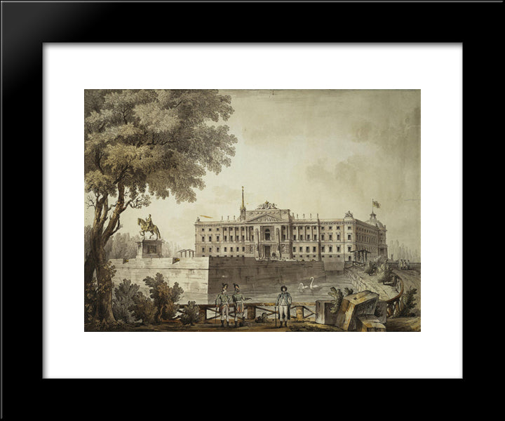 View Of Saint Michael'S Palace 20x24 Black Modern Wood Framed Art Print Poster by Quarenghi, Giacomo