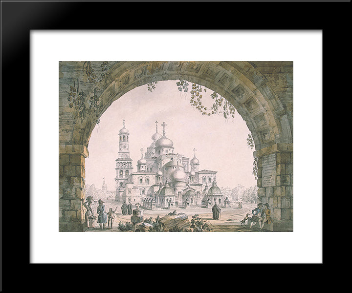 View Of The New Jerusalem Monastery Near Moscow 20x24 Black Modern Wood Framed Art Print Poster by Quarenghi, Giacomo