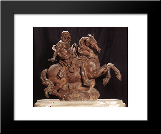 Equestrian Statue Of King Louis Xiv 20x24 Black Modern Wood Framed Art Print Poster by Reynolds, Joshua