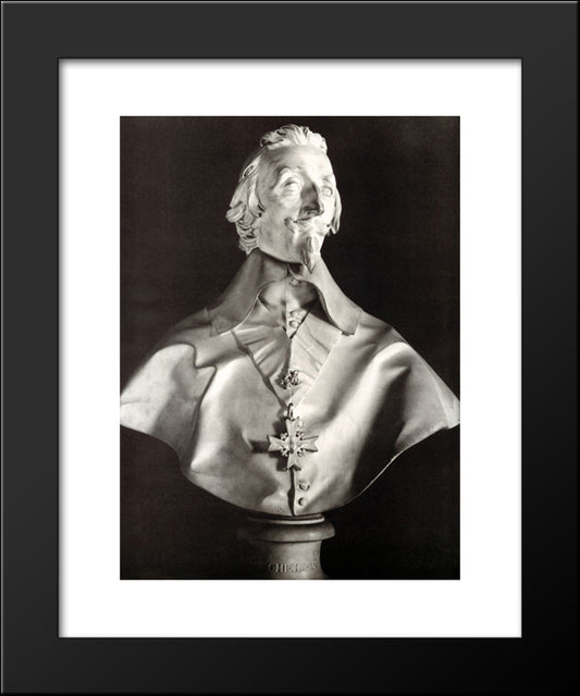 Portrait Bust Of Cardinal Richelieu 20x24 Black Modern Wood Framed Art Print Poster by Reynolds, Joshua