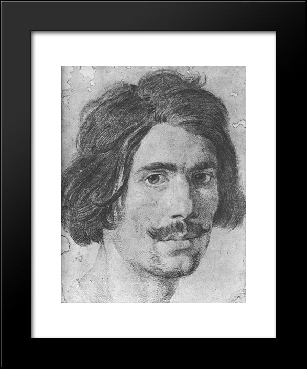 Portrait Of A Man With A Moustache (Supposed Self Portrait) 20x24 Black Modern Wood Framed Art Print Poster by Reynolds, Joshua