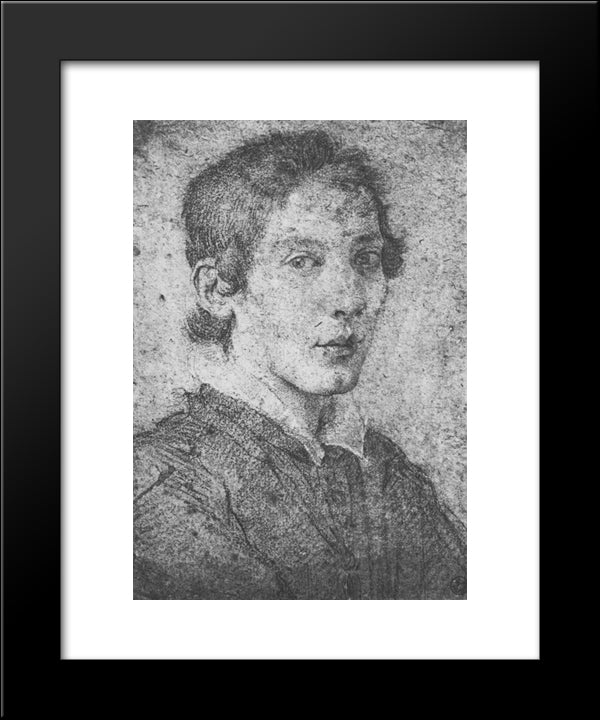 Portrait Of A Young Man (Self-Portrait) 20x24 Black Modern Wood Framed Art Print Poster by Reynolds, Joshua