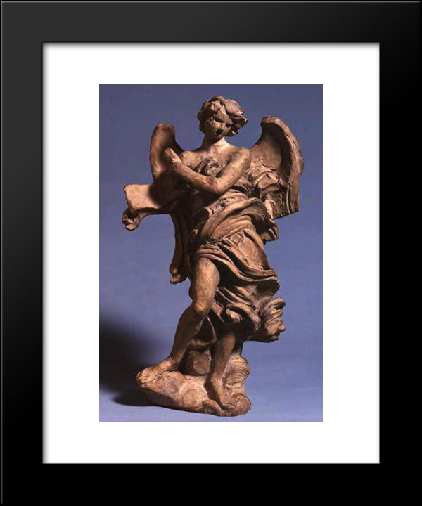 Standing Angel With Scroll 20x24 Black Modern Wood Framed Art Print Poster by Reynolds, Joshua