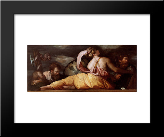 Allegory Of Geography 20x24 Black Modern Wood Framed Art Print Poster by Vasari, Giorgio