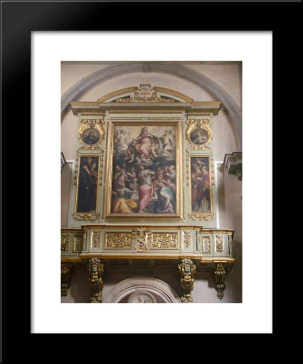 Badia Fiorentina Church 20x24 Black Modern Wood Framed Art Print Poster by Vasari, Giorgio