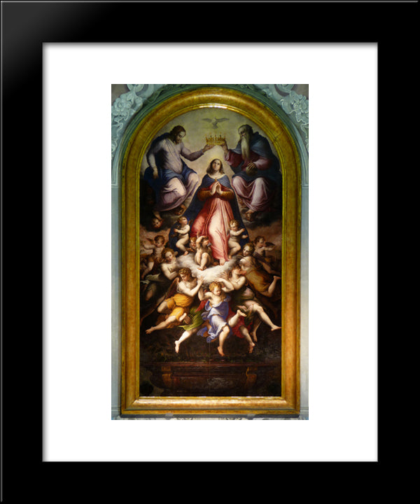 Coronation Of The Virgin 20x24 Black Modern Wood Framed Art Print Poster by Vasari, Giorgio