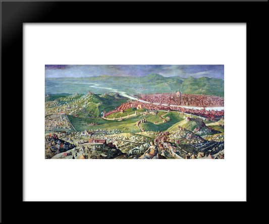 Fresco Of The 1530 Siege Of Florence 20x24 Black Modern Wood Framed Art Print Poster by Vasari, Giorgio